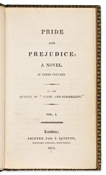 AUSTEN, JANE. Pride and Prejudice: A Novel. In Three Volumes.